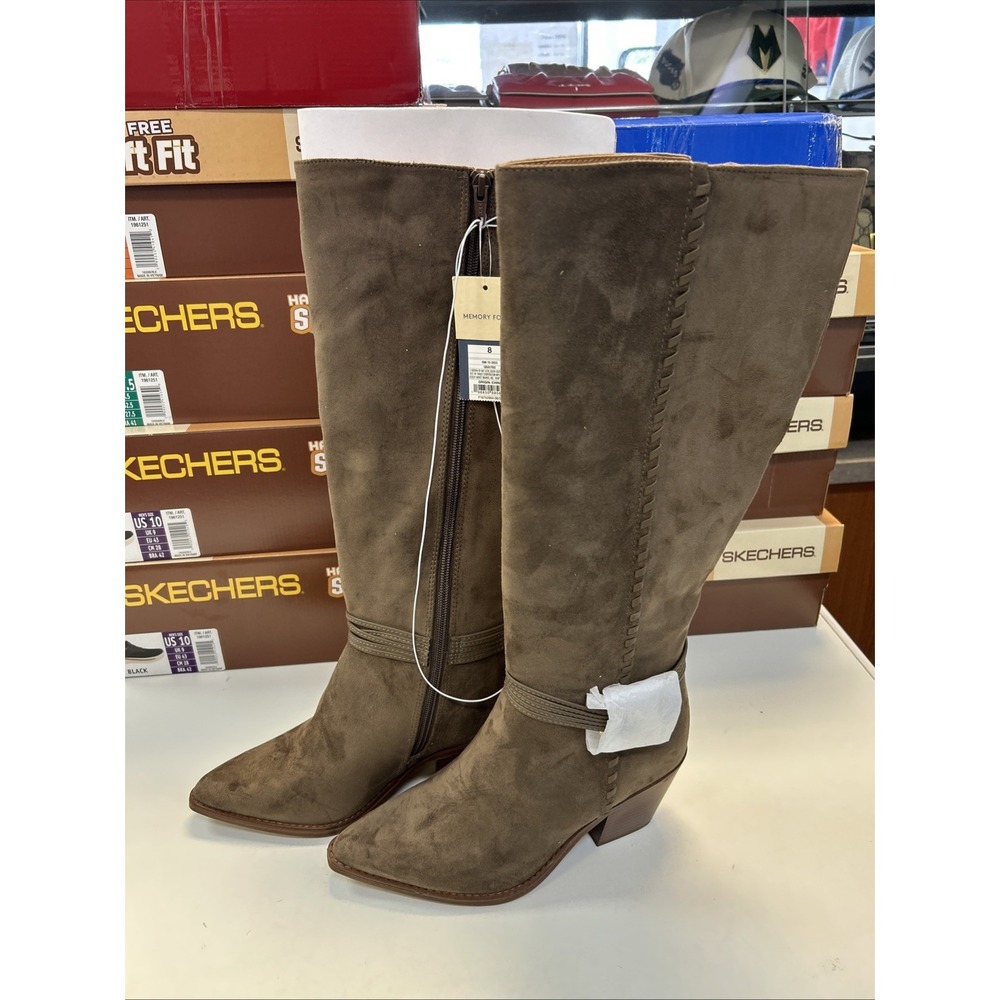 Universal Thread Women Gray Faux Suede Memory Foam Tall Boots Size 8 20459